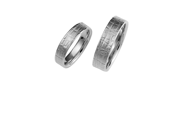 42355+42356-wedding rings, white gold 750